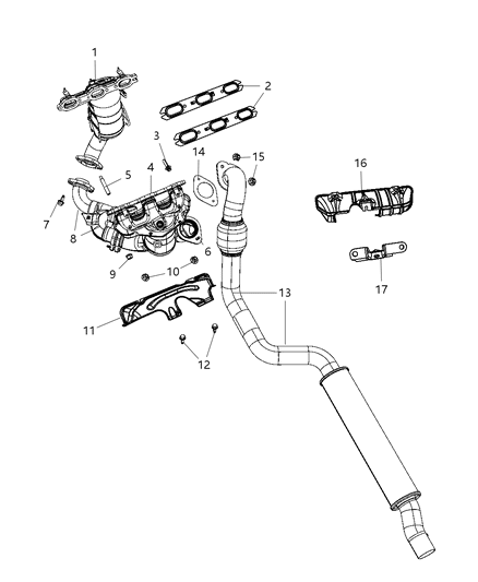 2007 Chrysler Sebring Exhaust Manifolds & Mounting & Components & Turbo Charger Diagram 5 - Thumbnail