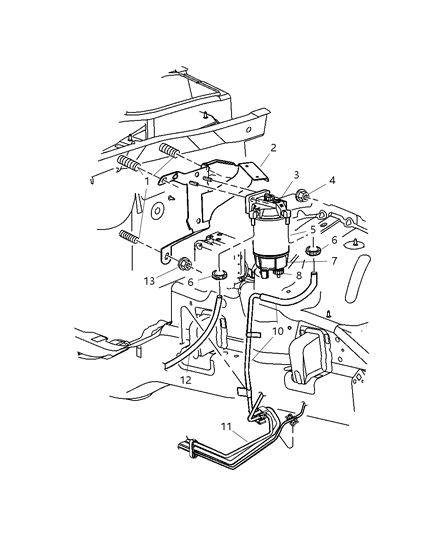 2004 Jeep Liberty Bowl Fuel Filter Diagram for 5014018AA