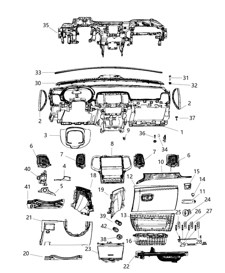 2015 Jeep Grand Cherokee Center Stack Vehicle Feature Controls Diagram for 56054381AF