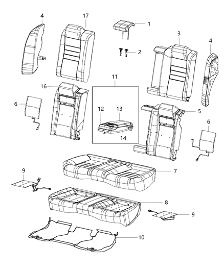 2015 Chrysler 300 Armrest, Black, Rear Diagram for 1VV33DX9AA