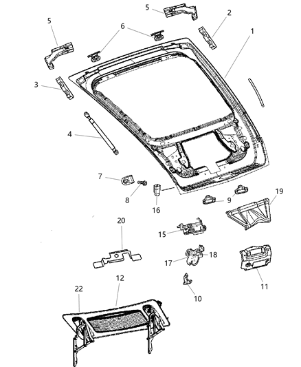2004 Chrysler Crossfire Deck Lid Liftgate, Latch And Hinges Diagram