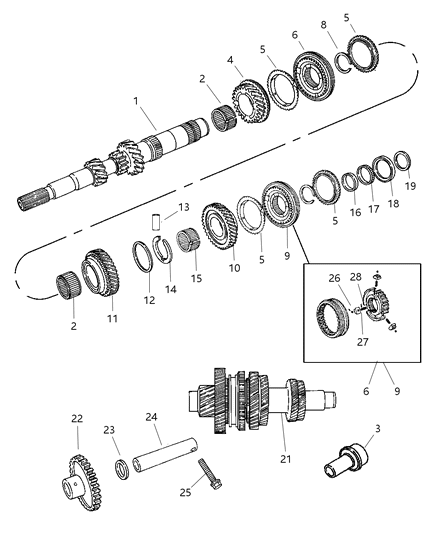 2003 Chrysler PT Cruiser Gear Train of Manual Transmission Diagram