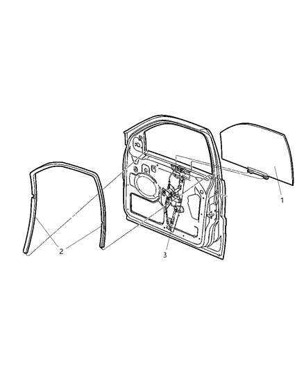 2005 Jeep Grand Cherokee Regulator Front Door Window Diagram for 55394227AC