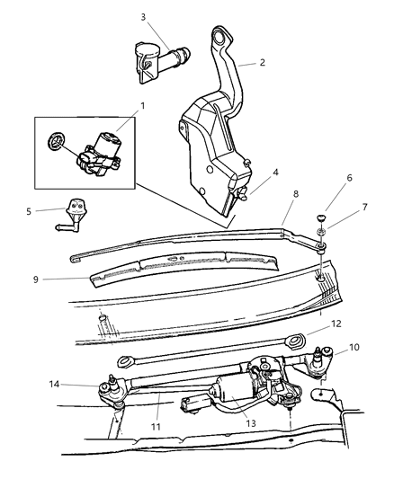 1997 Dodge Neon Wiper Arm Diagram for 4882156