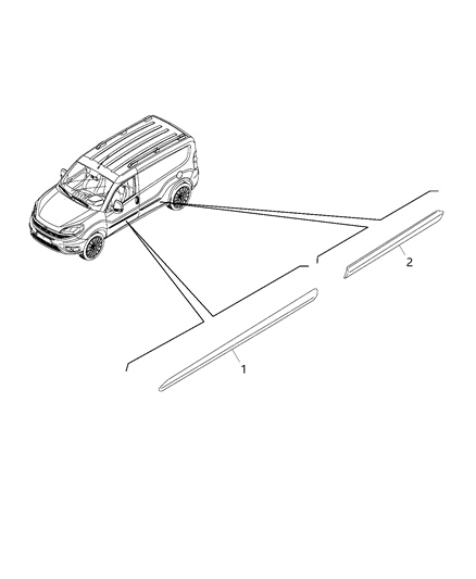 2016 Ram ProMaster City Body Side Molding, Front Lower Passenger Side Diagram for 5YF67JXWAA