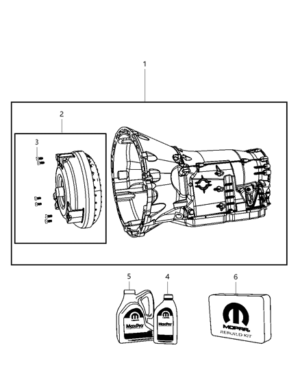 2014 Jeep Wrangler Transmission / Transaxle Assembly of Automatic Transmission Diagram