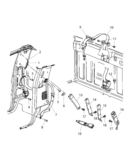 2011 Ram 2500 Height Adjuster Cover, Beige / Black / Brown, Front Diagram for 1DS78BD1AA