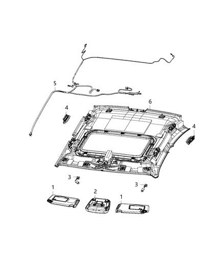 2018 Dodge Charger Lamps, Interior Headliner Diagram 1 - Thumbnail