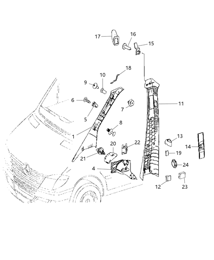 2008 Dodge Sprinter 3500 Interior Moldings And Pillars Diagram 1 - Thumbnail