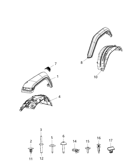 2018 Jeep Wrangler Shield Splash Front Diagram for 68270814AB