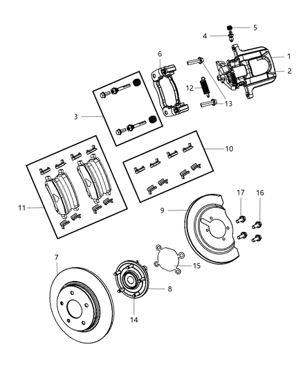 2009 Dodge Journey Pad Kit Rear Disc Brake Diagram for V2019887AA