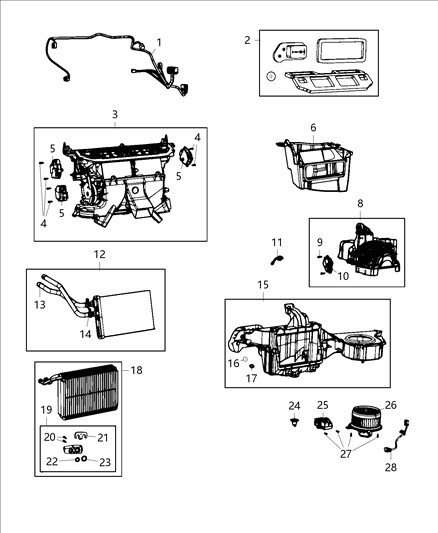 2019 Dodge Challenger Evaporator A/C With Tubes, Expansion Valve, And Seal Diagram for 68385097AB