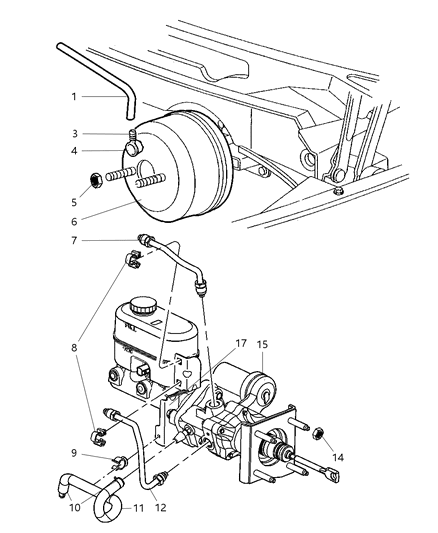 2007 Dodge Ram 3500 Brake Booster Diagram for 5102068AB
