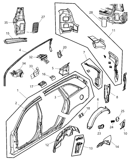 2007 Chrysler Pacifica Exhauster A/C Air Diagram for 5005570AA