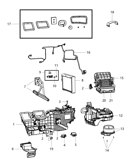 2016 Ram 3500 Cab Chassis A/C & Heater Unit Diagram