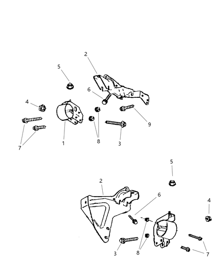 2002 Dodge Dakota Engine Mounting, Front Diagram 4 - Thumbnail