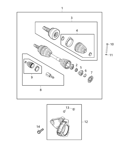 2016 Jeep Renegade Shafts - Front Axle Diagram 1 - Thumbnail