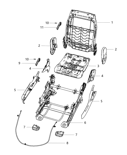 2010 Chrysler Sebring Adjusters, Recliners & Shields - Passenger Seat - Manual Diagram 2 - Thumbnail