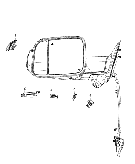 2020 Ram 3500 Cab Chassis Lamps, Side Camera & Side Mirror Diagram