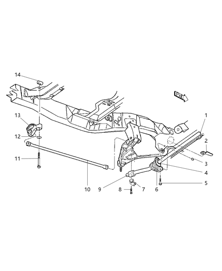 2004 Dodge Dakota Stabilizer Bar Bushing, Front Diagram for 52013404AB