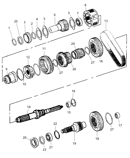 2002 Dodge Ram 1500 Gear Train of Transfer Case Model Diagram 1 - Thumbnail