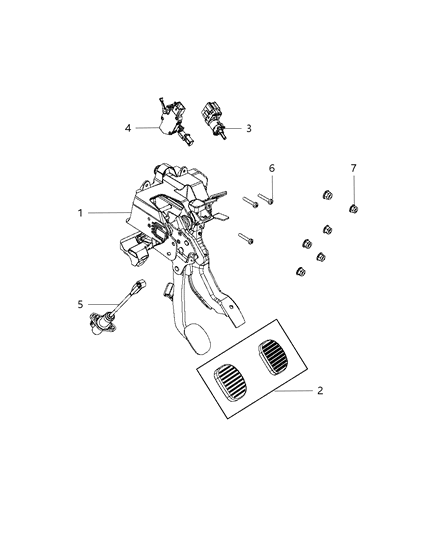 2016 Dodge Dart Pad Brake And Clutch Pedal Diagram for 4581762AA