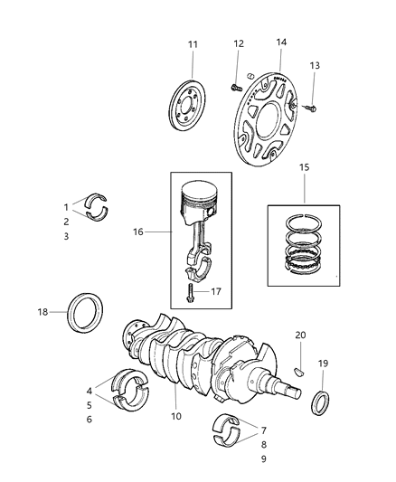 2002 Dodge Stratus Sedan Crankshaft , Piston , Drive Plate & Torque Converter Diagram 1 - Thumbnail