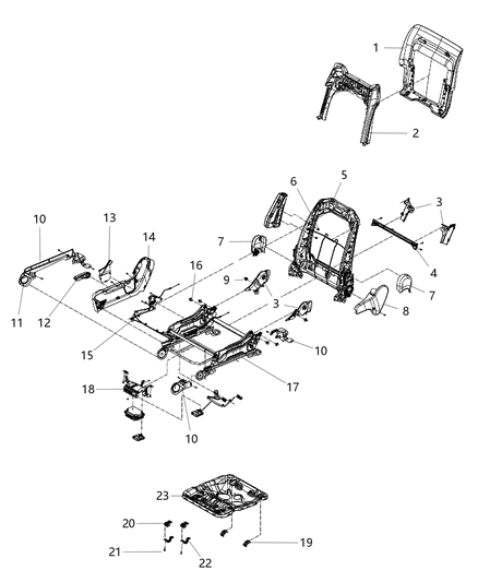 2020 Dodge Durango Adjusters, Recliners, Shields And Risers - Passenger Seat Diagram 1 - Thumbnail