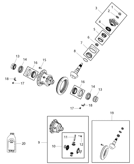 2020 Ram 3500 Cab Chassis Differential Assembly, Front Diagram