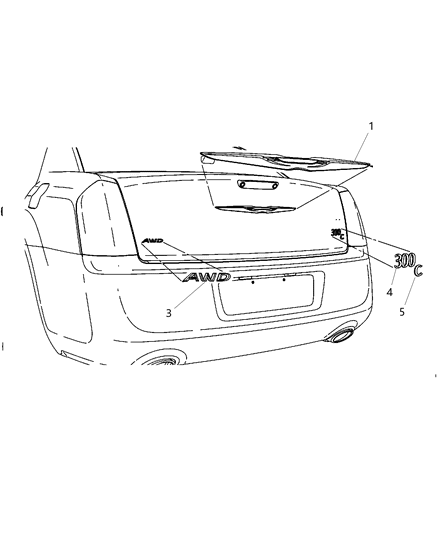 2011 Chrysler 300 Emblem Decklid Winged Victory Diagram for 5182285AA