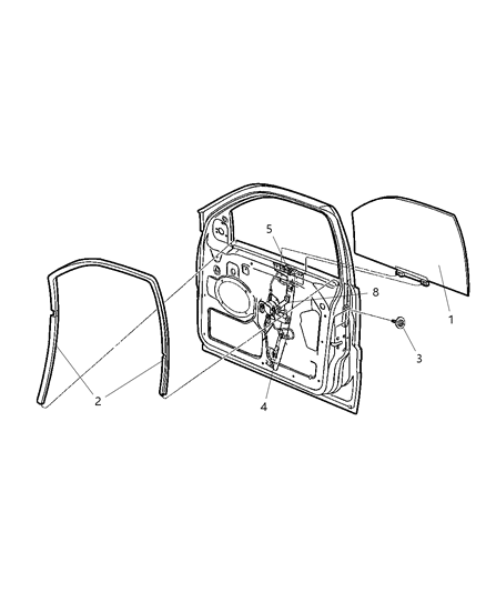 2000 Jeep Grand Cherokee Window Regulator, Front Driver Side Diagram for 55076467AD