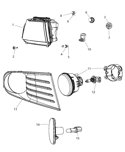2010 Dodge Journey Marker Lamp Bulb Socket, Front Diagram for 68038230AA