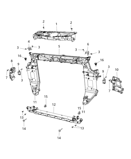 2020 Chrysler Pacifica Radiator Support, Front Diagram for 68292241AB