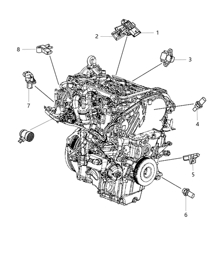 2014 Jeep Cherokee Sensors, Engine Diagram 1 - Thumbnail