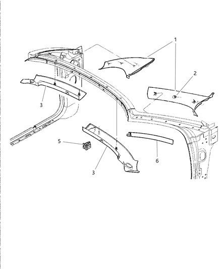 1999 Chrysler Sebring Center Pillar Trim Clip Diagram for 6503104