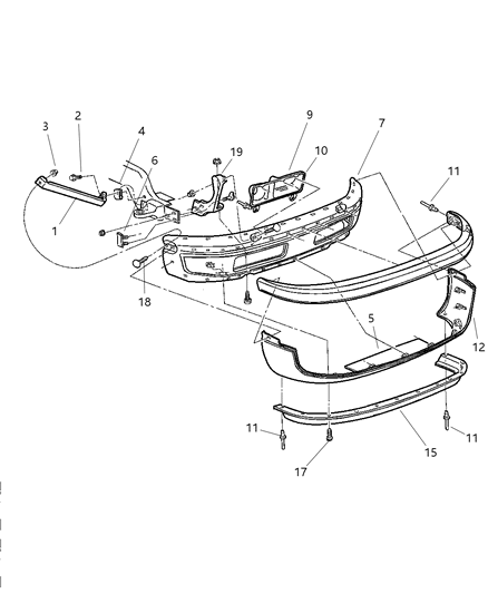 1998 Dodge Ram 3500 Regular Cab Bumper, Front Diagram