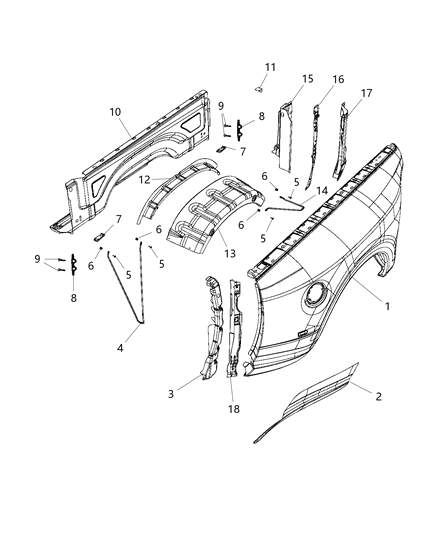 2020 Ram 3500 Side Panel, Rear Outer Driver Side Diagram for 68365029AB