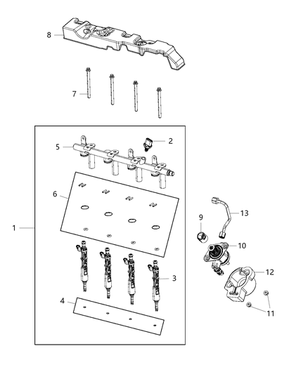 2019 Jeep Wrangler Fuel Rail & Injectors Diagram 1 - Thumbnail