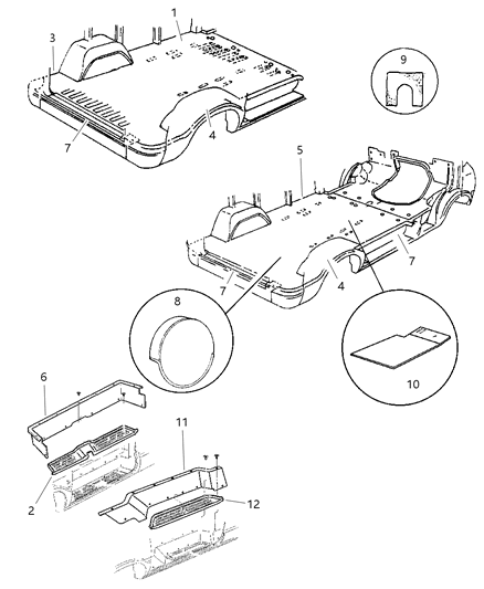 1997 Dodge Ram Van Carpet, Rear Floor Diagram for 5FE05SD5