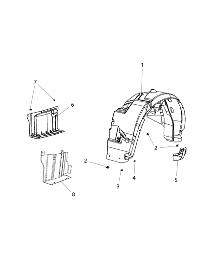 2012 Chrysler 200 Shield Engine Side Diagram for 5116174AB