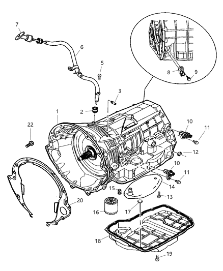 2000 Jeep Grand Cherokee Tube Transmission Oil Filler Diagram for 52104134