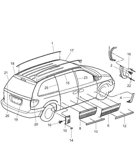 2001 Chrysler Town & Country Molding, Sandstone Diagram for RT31XT5AB