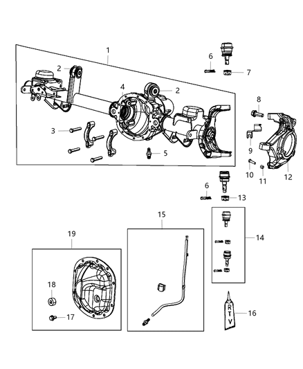 2016 Jeep Wrangler Housing And Vent of Front Axle; Differential And Drive Line Diagram 2 - Thumbnail