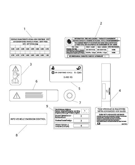 2016 Ram ProMaster City Warning Label Diagram for 5154444AA