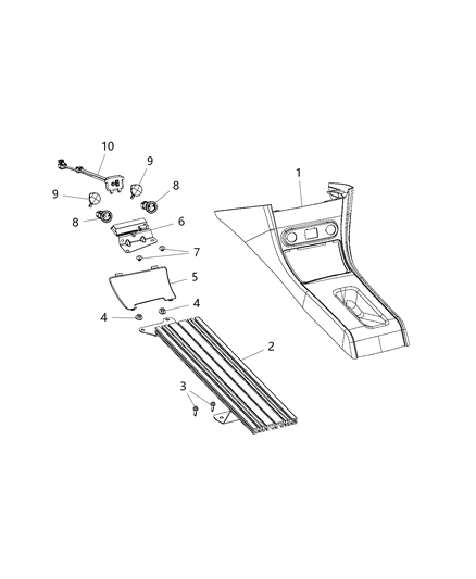 2017 Dodge Charger Floor Console Front Diagram 2 - Thumbnail