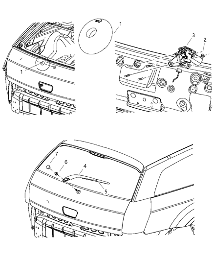 2007 Dodge Magnum Motor Rear Window Wiper Diagram for 55077451AD