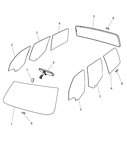 2008 Dodge Nitro Windshield Shipping Assembly-30 Lite Glass Diagram for 68024456AA