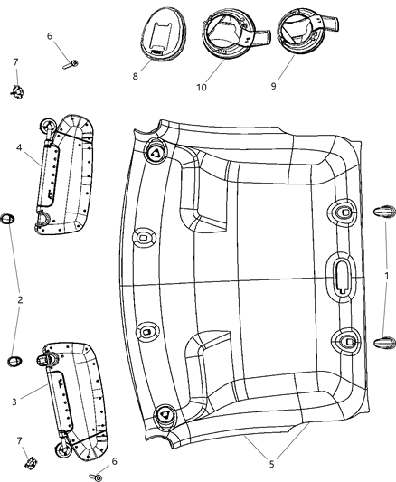 2009 Dodge Ram 3500 Pickup Headliners & Visors Diagram