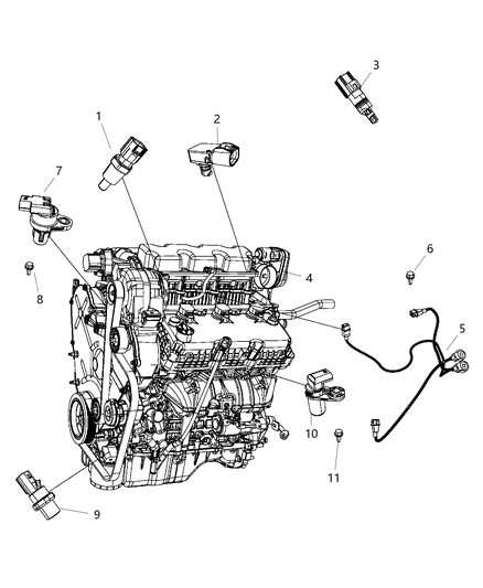 2009 Dodge Journey Sensors - Engine Diagram 4 - Thumbnail