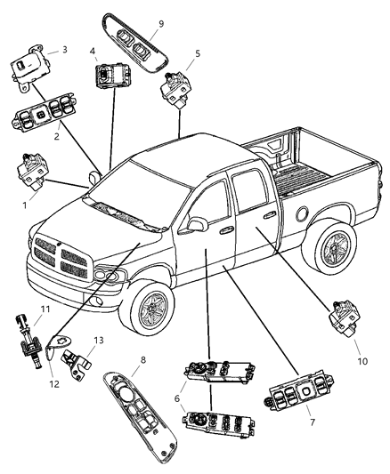 2007 Dodge Ram 3500 Cab Chassis Switches - Body Diagram